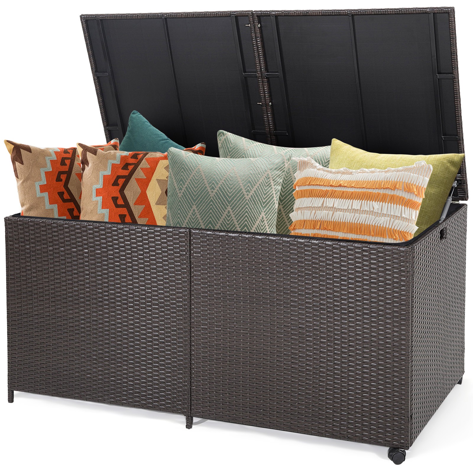CGDYCF Mix Brown PE Rattan Deck Storage Box, 59"x30.5"x29" 175 Gallon ...
