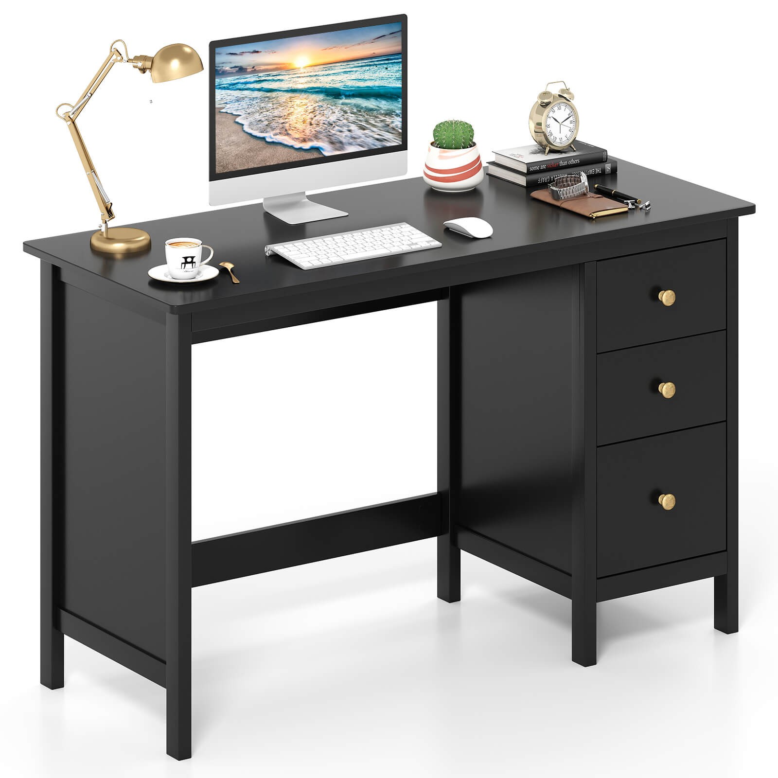 CGDYCF black computer desk 48 × 20 × 29.5-inch large desktop (180 pound ...