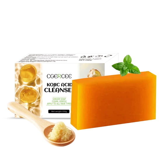 CGERCEE Kojic Acid Cleanser Ginger Soap Clean, Gentle Apply to all Hair Types, 100g