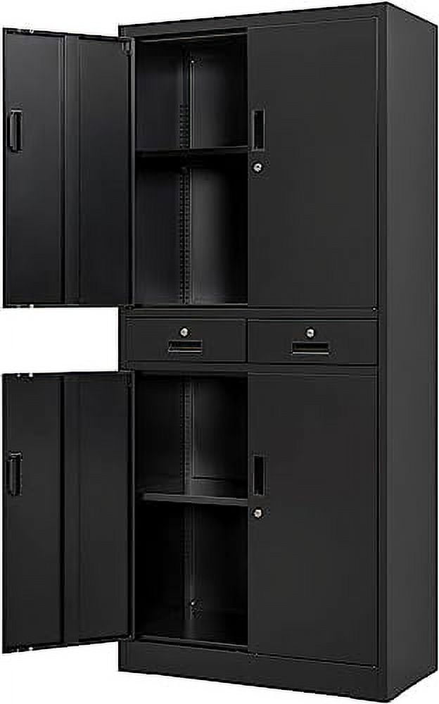 CGFHYP Metal with Adjustable Shelves and Drawers Locking Pantry