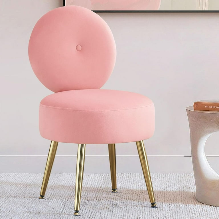 CGFHYP TUIONMJ Black Vanity Stool Chair with Back Cute Small TUIONMJ Chair Round TUIONMJ Chair with Gold Legs for Vanity Bedroom Bathroom Living Room Black Walmart