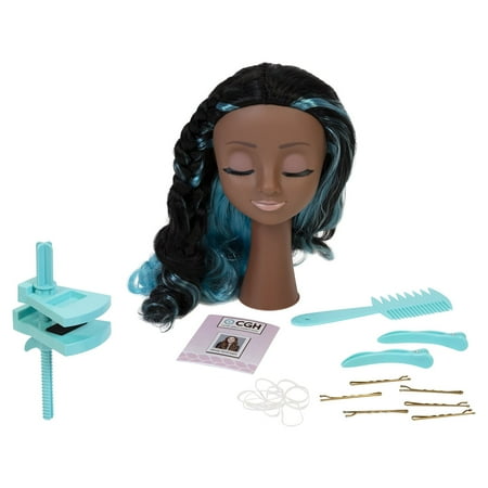 CGH Cute Girls Hairstyles! Styling Head - Black Wavy Hair Doll