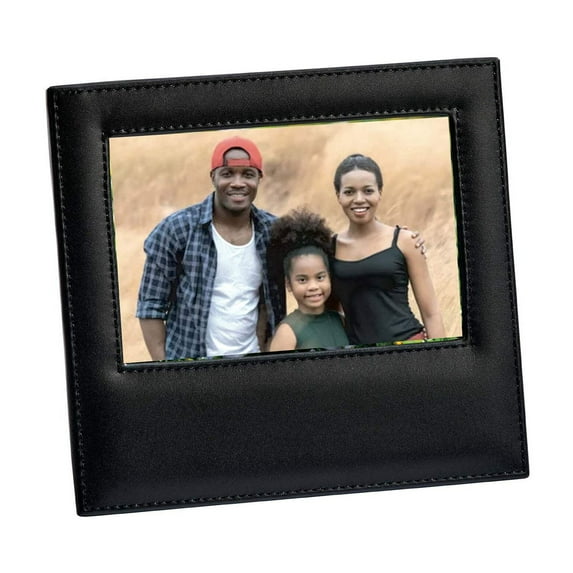 CGI Black Leather Frame, Holds 4"X6" Photo.