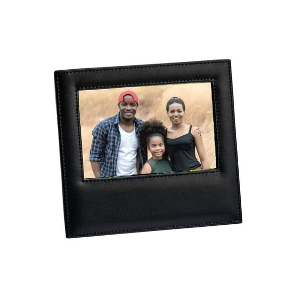 CGI Black Leather Frame, Holds 4"X6" Photo.