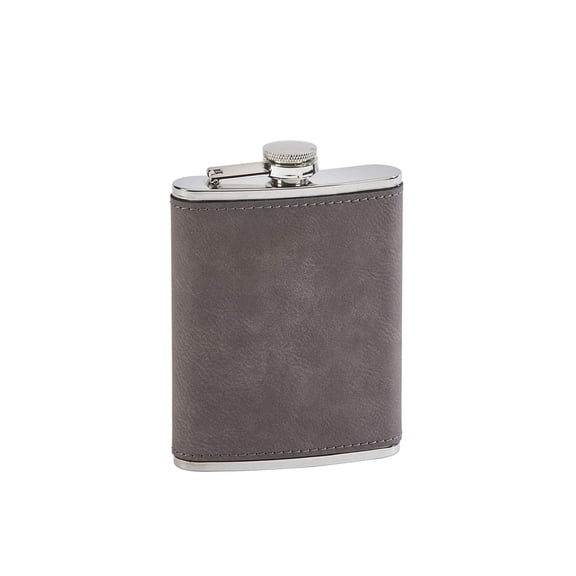 CGI Leatherette Flask Grey 8 Oz Capacity