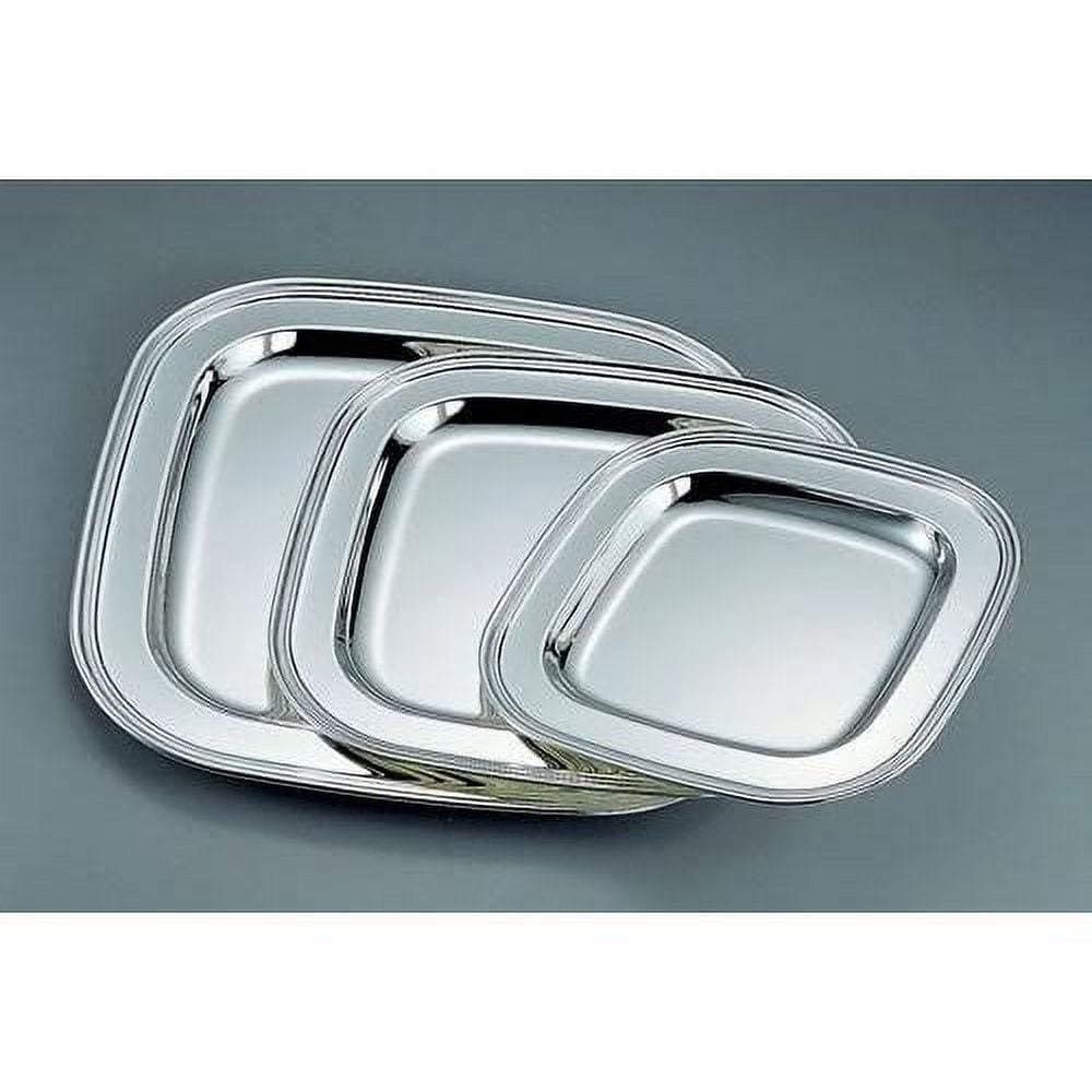 Nickel-Plated Non-Tarnish Square Metal Serving Tray, 11.5 Inch
