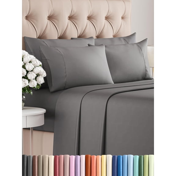 CGK LINENS QUEEN COOLING SHEETS FOR HOT SLEEPERS HOTEL LUXURY - DARK GRAY