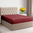 thumbnail image 1 of CGK Linens 400 Thread Count Single Fitted Sheet Only - Full Size 100% Cotton Sateen Bottom Sheet, Fits Mattress Up To 16", Burgundy, 1 of 6