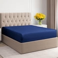 thumbnail image 1 of CGK Linens 400 Thread Count Single Fitted Sheet Only - Twin Size 100% Cotton Sateen Bottom Sheet, Fits Mattress Up To 16", Navy Blue, 1 of 6