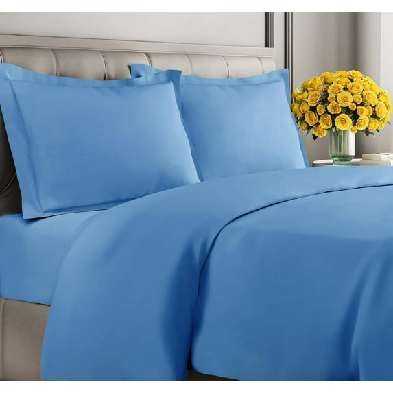 CGK Linens 2-Piece Premium Duvet Cover Set - Twin Size Soft Comforter Cover With Zipper & Matching Pillowcases, Denim Blue
