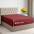 thumbnail image 1 of CGK Linens 400 Thread Count Extra Deep Pocket Single Fitted Sheet Only - Full Size 100% Cotton Sateen Bottom Sheet, Fits 18"-24" Mattresses, Burgundy, 1 of 5