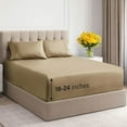 thumbnail image 1 of CGK Linens 4-Piece 400 Thread Count Extra Deep Pocket Cotton Sheet Set - King Size 100% Cotton Sateen Bed Sheets Fits 8"-16" Mattresses, Beige, 1 of 6