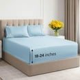 thumbnail image 1 of CGK Linens 4-Piece 400 Thread Count Extra Deep Pocket Cotton Sheet Set - King Size 100% Cotton Sateen Bed Sheets Fits 8"-16" Mattresses, Light Blue, 1 of 6