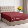 thumbnail image 1 of CGK Linens 400 Thread Count Extra Deep Pocket Single Fitted Sheet Only - King Size 100% Cotton Sateen Bottom Sheet, Fits 18"-24" Mattresses, Burgundy, 1 of 6