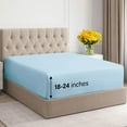 thumbnail image 1 of CGK Linens 400 Thread Count Extra Deep Pocket Single Fitted Sheet Only - Queen Size 100% Cotton Sateen Bottom Sheet, Fits 18"-24" Mattresses, Light Blue, 1 of 5