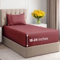 thumbnail image 1 of CGK Linens 3-Piece 400 Thread Count Extra Deep Pocket Cotton Sheet Set - Twin Size 100% Cotton Sateen Bed Sheets Fits 8"-16" Mattresses, Burgundy, 1 of 6