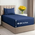 thumbnail image 1 of CGK Linens 3-Piece 400 Thread Count Extra Deep Pocket Cotton Sheet Set - Twin Size 100% Cotton Sateen Bed Sheets Fits 8"-16" Mattresses, Navy Blue, 1 of 5