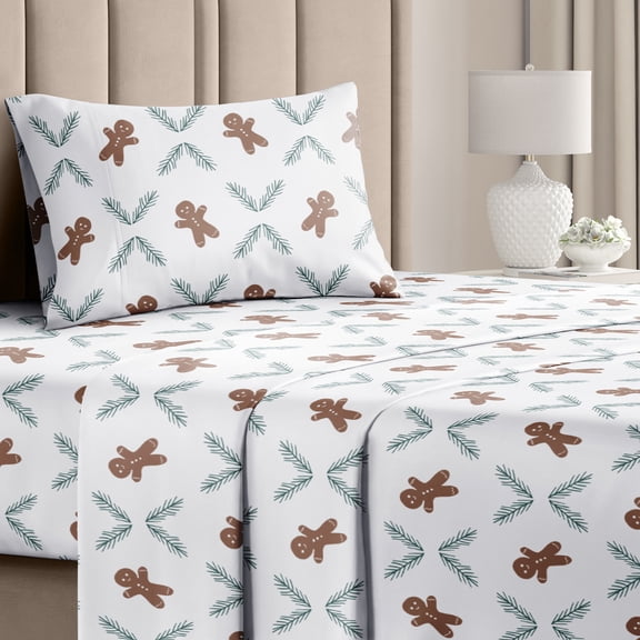 CGK Linens 3-Piece Christmas Holiday Sheet Set - Twin Size Xmas Winter Bedding With Vibrant Festive Patterns, Ginger