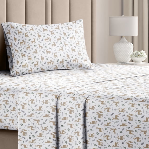 CGK Linens 3-Piece Christmas Holiday Sheet Set - Twin Size Xmas Winter Bedding With Vibrant Festive Patterns, Reindeers