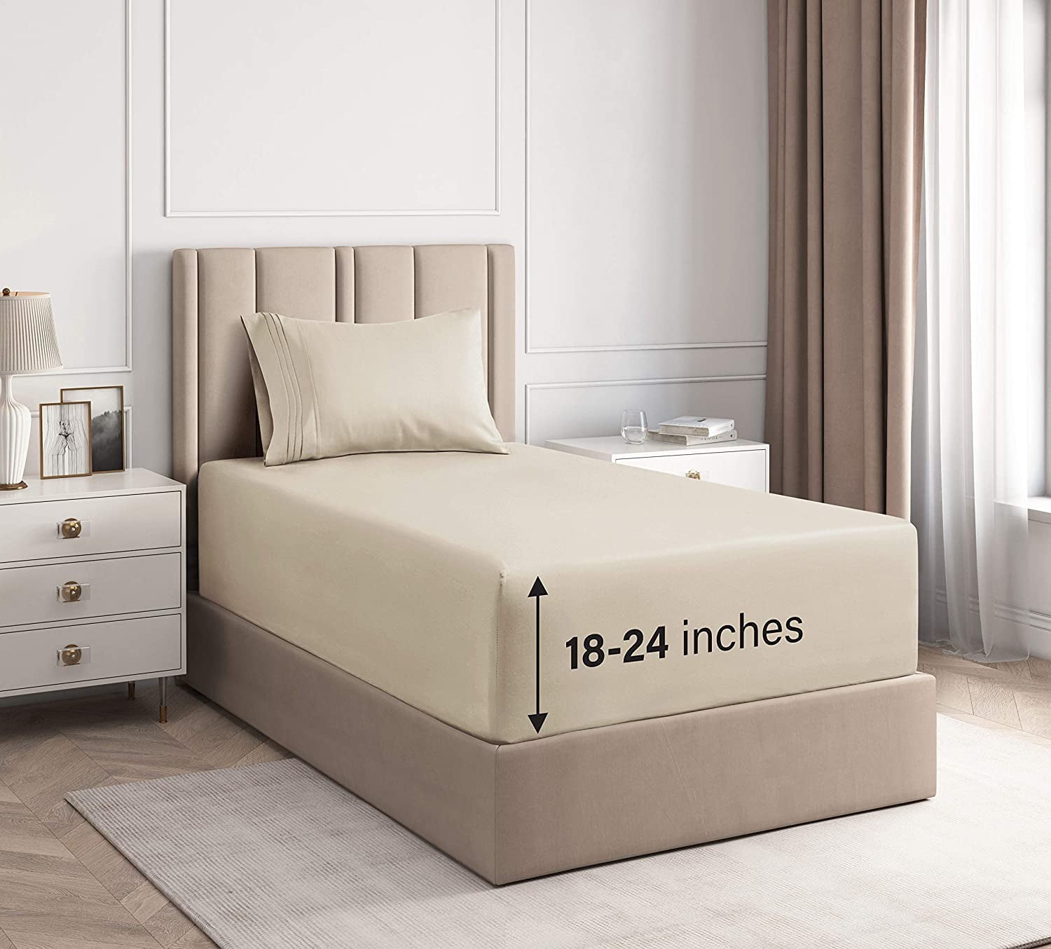 Twin XL Cream Microfiber Deep Pocket Sheet Set