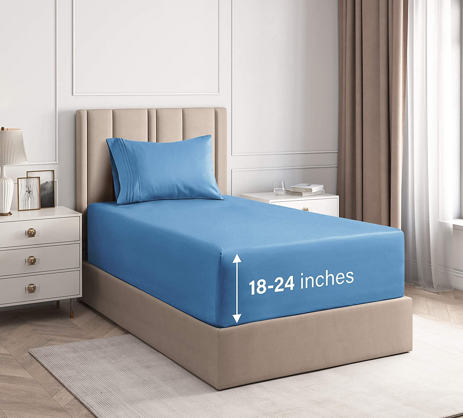 Denim Blue Twin XL Deep Pocket Microfiber Sheet Set