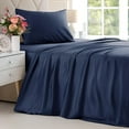 thumbnail image 1 of CGK Linens 3-Piece Luxury Bamboo Cooling Sheet Set - Twin Size 100% Bamboo Derived Rayon Premium Bed Sheets, Navy Blue, 1 of 6
