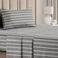 thumbnail image 1 of CGK Linens 3-Piece Hotel Luxury Striped Sheet Set - Twin Size Stripe Pattern Bed Sheets, Grey Stripes 3, 1 of 7