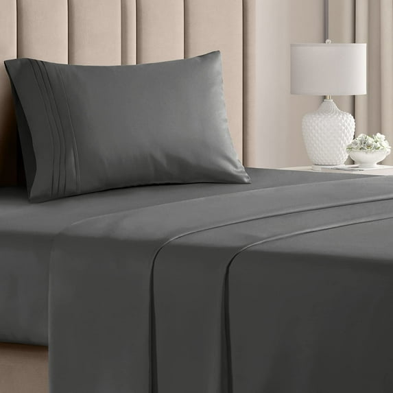 CGK Linens 3-Piece Ultra Soft & Comfy Hotel Luxury Sheet Set - Twin Size Cooling Bed Sheet Fits 8"-16" Mattresses, Charcoal