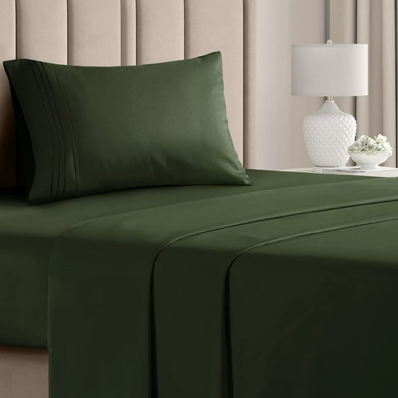 CGK Linens 3-Piece Ultra Soft & Comfy Hotel Luxury Sheet Set - Twin Size Cooling Bed Sheet Fits 8"-16" Mattresses, Emerald Green