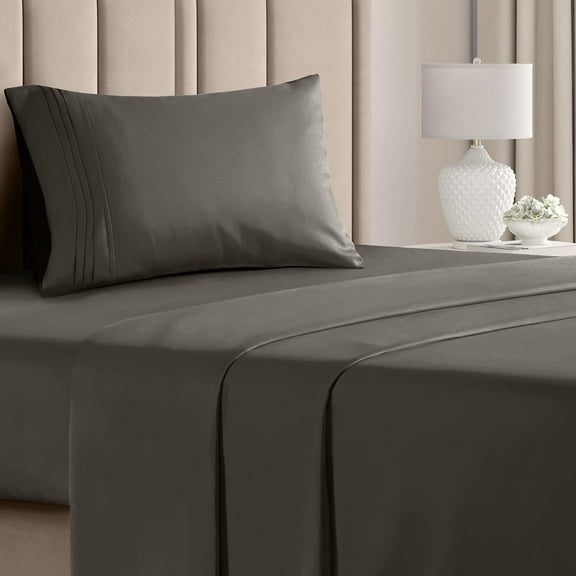 CGK Linens 3-Piece Ultra Soft & Comfy Hotel Luxury Sheet Set - Twin XL Size Cooling Bed Sheet Fits 8"-16" Mattresses, Dark Grey
