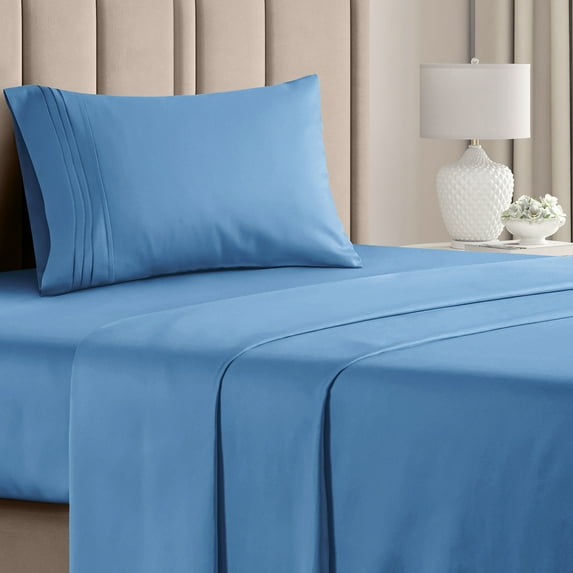 CGK Linens 3-Piece Ultra Soft & Comfy Hotel Luxury Sheet Set - Twin XL Size Cooling Bed Sheet Fits 8"-16" Mattresses, Denim Blue