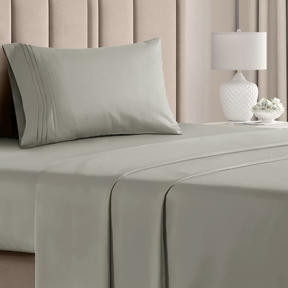 CGK Linens 3-Piece Ultra Soft & Comfy Hotel Luxury Sheet Set - Twin XL Size Cooling Bed Sheet Fits 8"-16" Mattresses, Light Grey