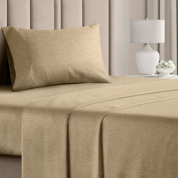 CGK Linens 3-Piece Ultra Soft & Comfy Hotel Luxury Sheet Set - Twin Size Cooling Bed Sheet Fits 8"-16" Mattresses, Heathered Tan