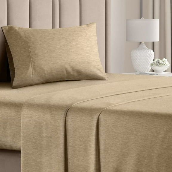 CGK Linens 3-Piece Ultra Soft & Comfy Hotel Luxury Sheet Set - Twin Size Cooling Bed Sheet Fits 8"-16" Mattresses, Heathered Tan