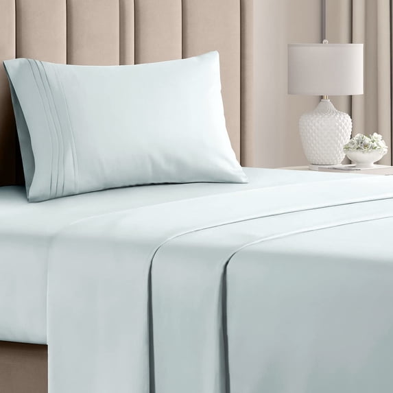 CGK Linens 3-Piece Ultra Soft & Comfy Hotel Luxury Sheet Set - Twin Size Cooling Bed Sheet Fits 8"-16" Mattresses, Ice Blue