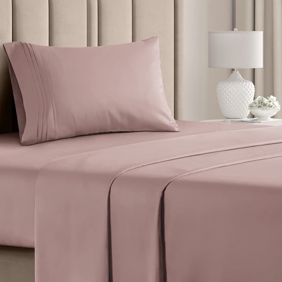 CGK Linens 3-Piece Ultra Soft & Comfy Hotel Luxury Sheet Set - Twin Size Cooling Bed Sheet Fits 8"-16" Mattresses, Mauve