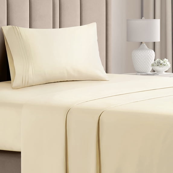 CGK Linens 3-Piece Ultra Soft & Comfy Hotel Luxury Sheet Set - Twin Size Cooling Bed Sheet Fits 8"-16" Mattresses, Off White