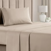 CGK Linens 3-Piece Ultra Soft & Comfy Hotel Luxury Sheet Set - Twin Size Cooling Bed Sheet Fits 8-16 Mattresses, Wheat