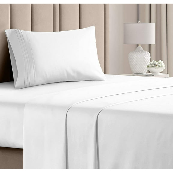CGK Linens 3-Piece Ultra Soft & Comfy Hotel Luxury Sheet Set - Twin Size Cooling Bed Sheet Fits 8"-16" Mattresses, White