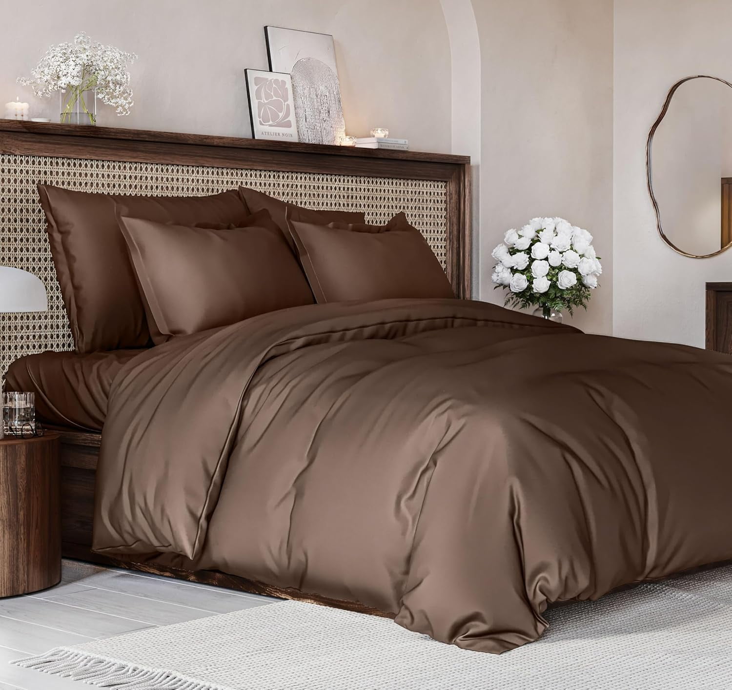 CGK Linens 3-Piece Premium Duvet Cover Set - King Size Soft Comforter Cover With Zipper & Matching Pillowcases, Brown