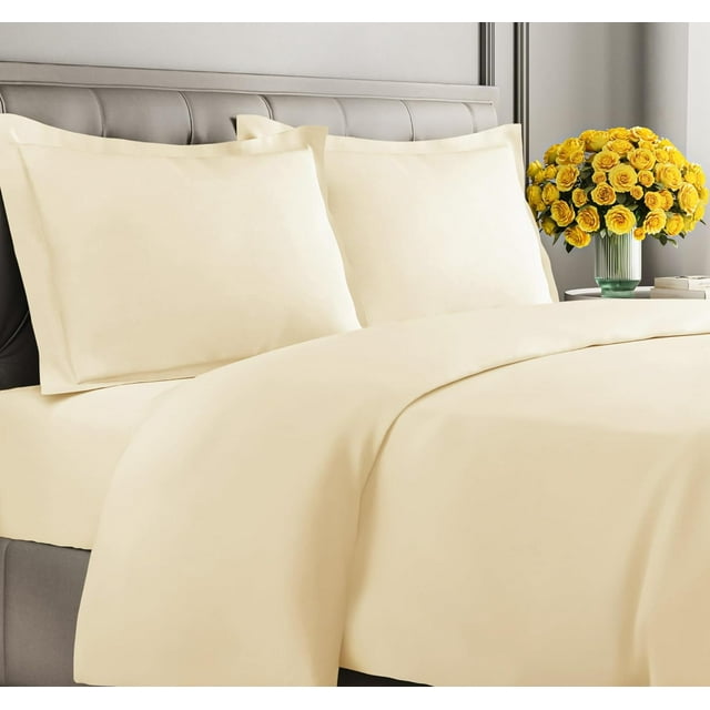 CGK Linens 3-Piece Premium Duvet Cover Set - Queen Size Soft Comforter Cover With Zipper & Matching Pillowcases, Off White