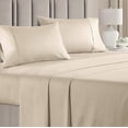 thumbnail image 1 of CGK Linens 4-Piece 400 Thread Count Cotton Sheet Set - California King Size 100% Cotton Sateen Bed Sheets Fits 18"-24" Mattresses, Cream, 1 of 6
