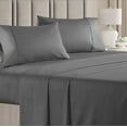 thumbnail image 1 of CGK Linens 4-Piece 400 Thread Count Cotton Sheet Set - Full Size 100% Cotton Sateen Bed Sheets Fits 18"-24" Mattresses, Gray, 1 of 6