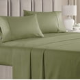 thumbnail image 1 of CGK Linens 4-Piece 400 Thread Count Cotton Sheet Set - Full Size 100% Cotton Sateen Bed Sheets Fits 18"-24" Mattresses, Sage Green, 1 of 7