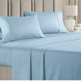 thumbnail image 1 of CGK Linens 4-Piece 400 Thread Count Cotton Sheet Set - King Size 100% Cotton Sateen Bed Sheets Fits 18"-24" Mattresses, Light Blue, 1 of 7