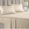 thumbnail image 1 of CGK Linens 4-Piece 400 Thread Count Cotton Sheet Set - Queen Size 100% Cotton Sateen Bed Sheets Fits 18"-24" Mattresses, Cream, 1 of 7