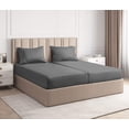 thumbnail image 1 of CGK Linens 5-Piece 400 Thread Count Cotton Sheet Set - Split King Size 100% Cotton Sateen Bed Sheets Fits 18"-24" Mattresses, Gray, 1 of 7