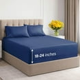 thumbnail image 1 of CGK Linens 4-Piece 400 Thread Count Extra Deep Pocket Cotton Sheet Set - Full Size 100% Cotton Sateen Bed Sheets Fits 8"-16" Mattresses, Navy Blue, 1 of 5