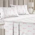 thumbnail image 1 of CGK Linens 4-Piece Christmas Holiday Sheet Set - King Size Xmas Winter Bedding With Vibrant Festive Patterns, Candy Cane, 1 of 6