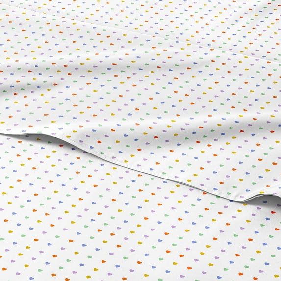 CGK Linens Kids 4 Piece Bed Sheet Set - Cute & Cozy Wrinkle-Resistant with Vibrant Designs - Full Size, Multicolor Hearts